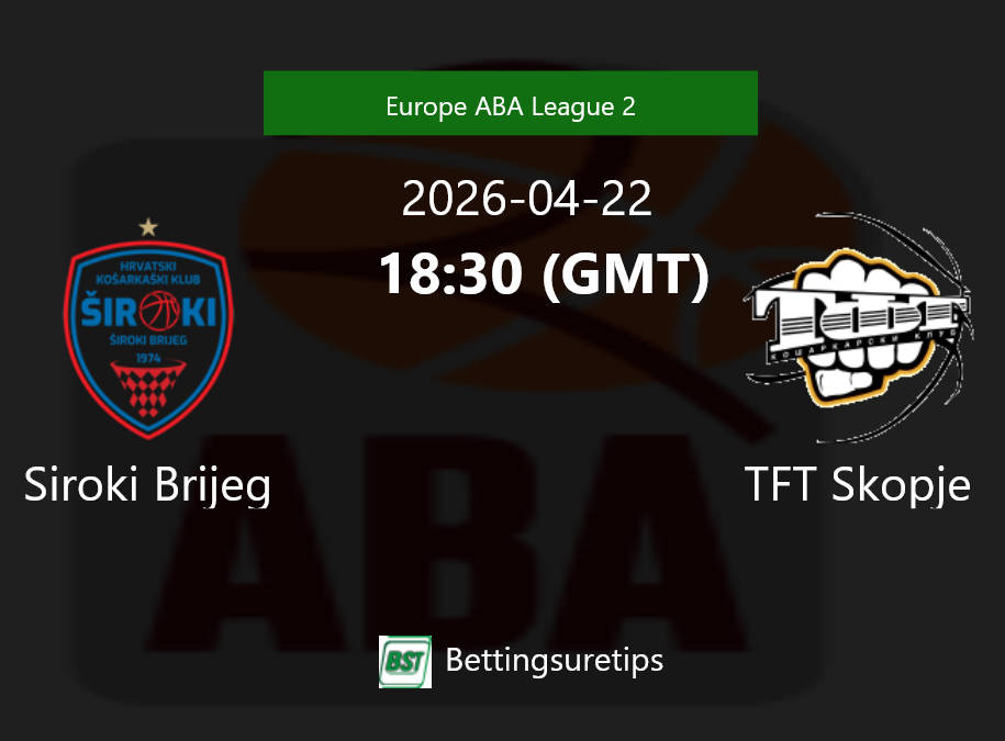 Siroki Brijeg vs TFT Skopje Prediction and Pick - Europe ABA League 2 Siroki Brijeg vs TFT Skopje Prediction and Pick - Europe ABA League 2