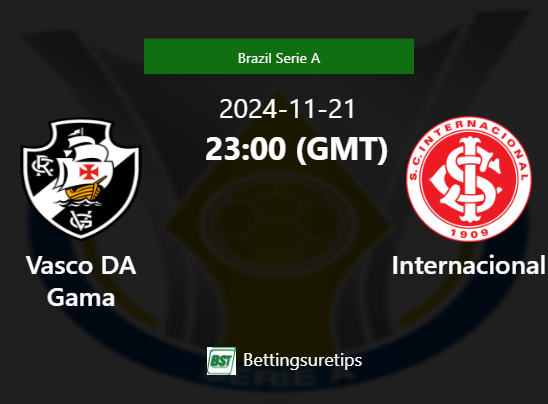 Vasco DA Gama vs Internacional Prediction Betting Tips & Correct Score